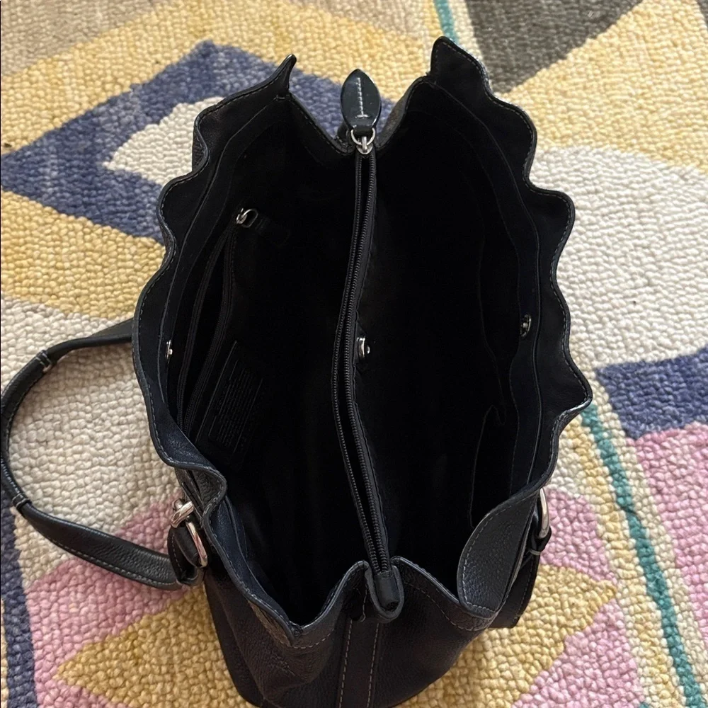 Coach Penelope Black Leather Shoulder Bag with Silver Accents